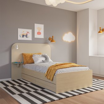  뉴아빌 조명침대 수납형_내추럴 (옵션 택1)