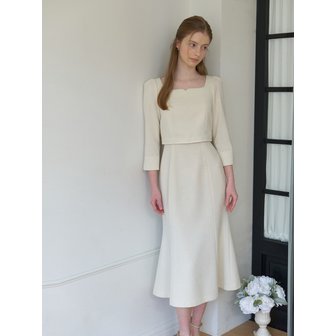 프롬데이모먼트 포시즌 프롬 레이어드 트위드 드레스_Cream