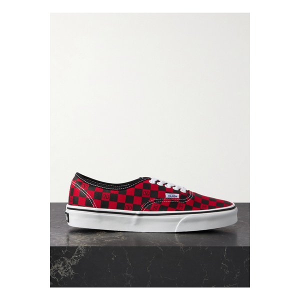 반스 어센틱 체크 캔버스 스니커즈 레드 46376663162912093