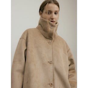 comos 994 reversible shearing mustang half coat (beige suede)