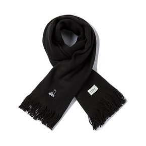 SOFT WIDE LONG SILHOUETTE LESSER LOGO MUFFLER BLACK