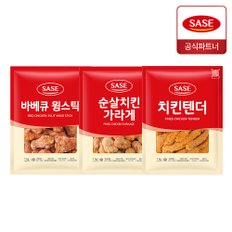  사세 윙스틱 1kg+순살 치킨 가라게 1kg+치킨텐더 1kg