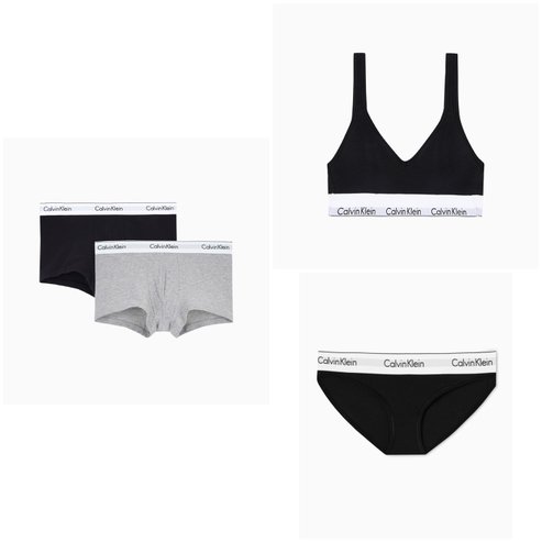 Calvin Klein Underwear (선물포장)CK 모던 스쿱백 브라렛 +남성 2PK 드로즈 커플 SET(QF5490F3787AD001/NB3985UJH)