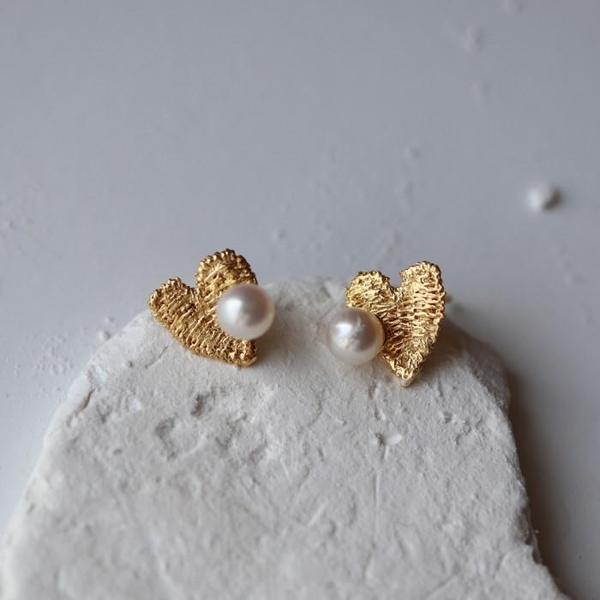 [엘리오나 컬렉션] Mini Heart Lace Earrings (24k 금도금)(1)