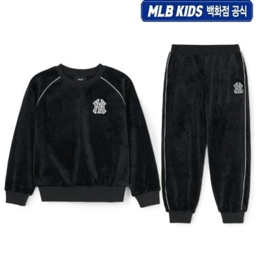 MLB키즈 (백화점공식)24FW 베이직 여아 벨벳 맨투맨 세트   7FS2B0146-50BKS