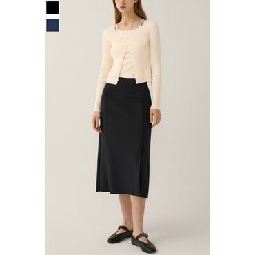 리스트 언밸런스 슬릿 A라인 스커트