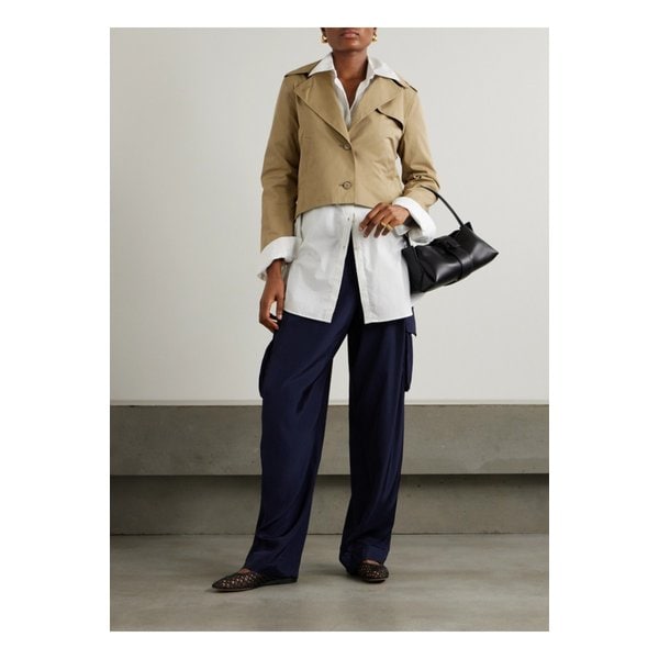 크롭 코튼 개버딘 재킷 베이지