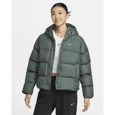 매장정품 나이키 NIKE 스포츠웨어 메트로 패딩 여성 써마 핏 루즈 다운 후드 재킷 - 빈티지 그