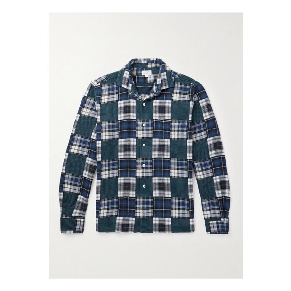 하트퍼드 패트 패치워크 체크 코튼 셔츠 블루 46376663162884236