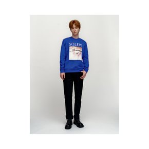 Big Print Loose-flt Sweatshirt_Blue