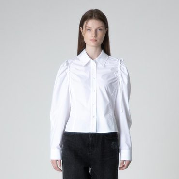 레이브 Ribbon Detail Blouse in White VW2AB344-01