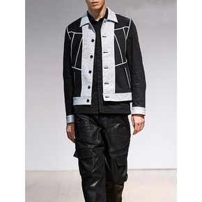BLACK & WHITE CRACKED TRUCKER JACKET