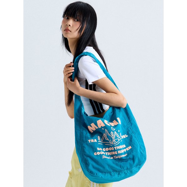 GRAPHIC PACKABLE SHOULDER BAG AQUA
