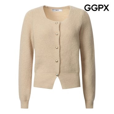 GGPX 볼 버튼 스퀘어넥 니트 가디건 (GP8KG004B)