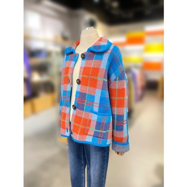 [여주점] 컬러체크 양모 가디건 (BAKC56361)