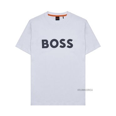 BOSS [휴고보스] SS25 남성 보스 로고 반팔 티셔츠 50481923 100 WHITE BLACK