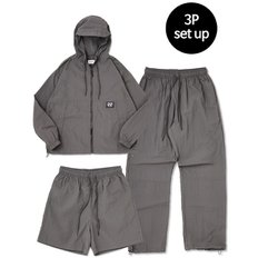 [꼼소넛] Hoodie Zip Up 3-Piece Full Set Up (Charcoal) CSOs-002 [Unisex]