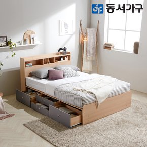 루젠 퀸 Q 수납헤드 깊은서랍 침대+양면 매트리스 DF638945