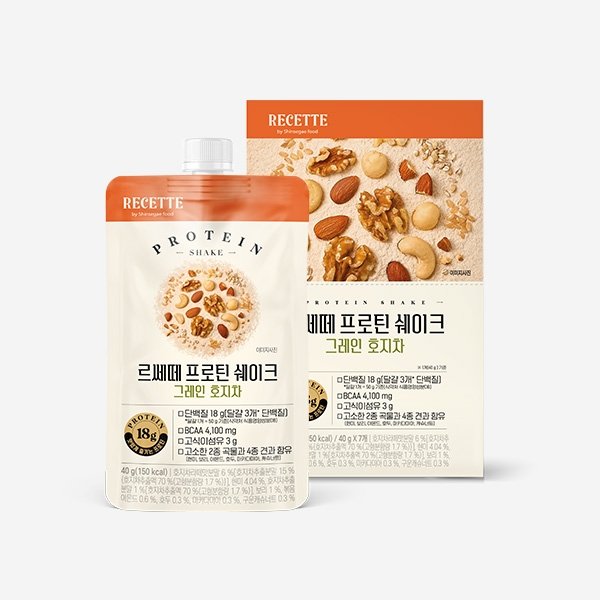 [본사배송]르쎄떼 프로틴 쉐이크 그레인 호지차 40g*7개입