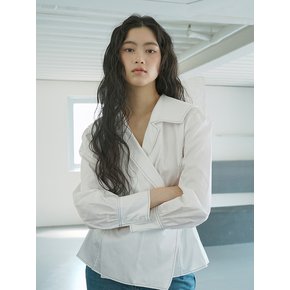 Sailor collar wrap Blouse  _ White