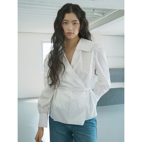 Sailor collar wrap Blouse  _ White