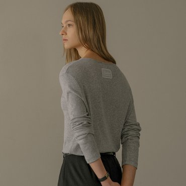 노운베러 Lace label longsleeve T-shirt KNFW02TS14_Melange gray