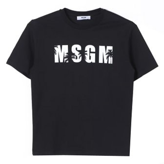 MSGM 키즈 로고 프린팅 티셔츠 24SS 블랙 S4MSJBTH205 110