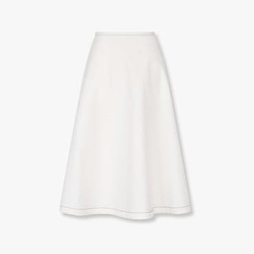 일라일 배색 스티치 백 밴딩 A라인 스커트-화이트(IA15235500)