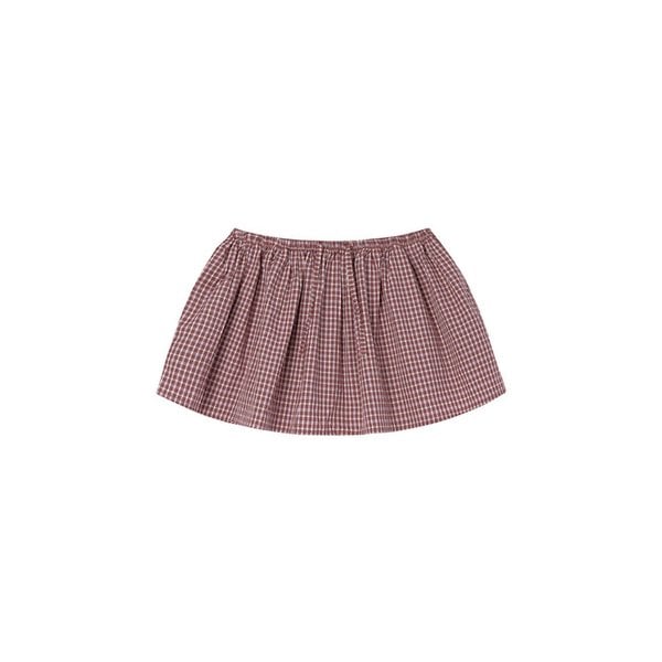Layered check skirt_wine