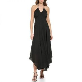 5051847 DKNY Sleeveless Crinkle Halter Maxi Dress