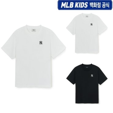 MLB키즈 (백화점공식) 25SS 베이지 스몰로고 티셔츠 7ATSB3853 (2color)