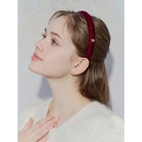 memory heart velvet hairband_burgundy