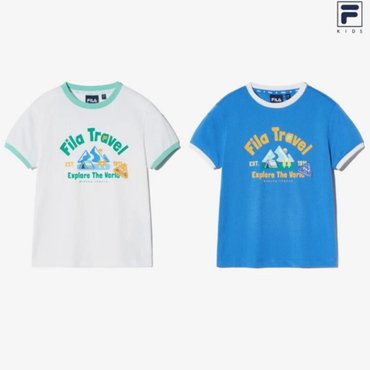 휠라키즈 [20%할인]●25 휠라키즈 Travel club 링거 반팔티셔츠 2컬러 (FK2RSH2403X)