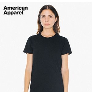 길단 American Apparel 여자 반팔라운드 Black