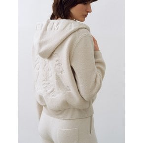 Boucle Texture Hoodie Zip-up Oatmeal