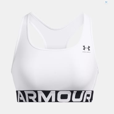 언더아머 1383544-100 화이트 HeatGear® 아머 미드 브랜디드 스포츠브라
