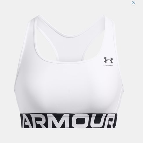 언더아머 1383544-100 화이트 HeatGear® 아머 미드 브랜디드 스포츠브라