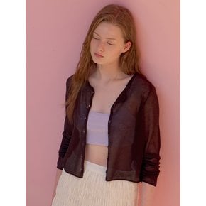 sheer knit cardigan 334 (brown)