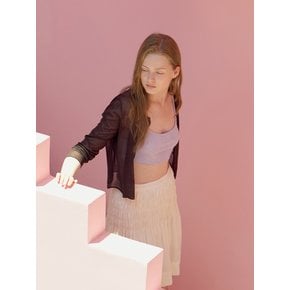 sheer knit cardigan 334 (brown)