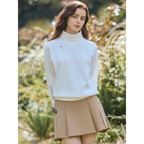 여성 기모안감 터틀넥 긴팔 티셔츠 아이보리