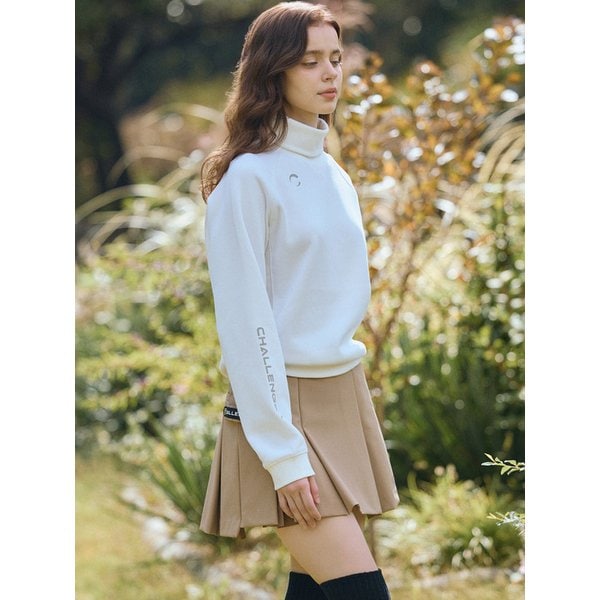 여성 기모안감 터틀넥 긴팔 티셔츠 아이보리