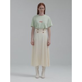 BUTTONED PLEATED MIDI SKIRT (YELLOW IVORY)