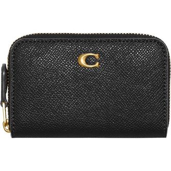  영국 코치 지갑 COACH Cross Grain 레더 Small Zip Around Card Case 블랙 One Size 1744662