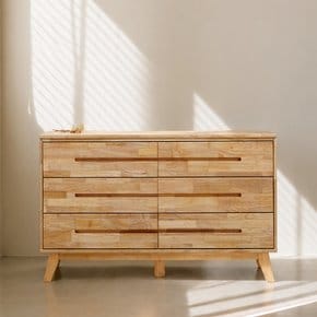 슬로우 E0등급 고무나무 와이드 원목서랍장 1200 3단