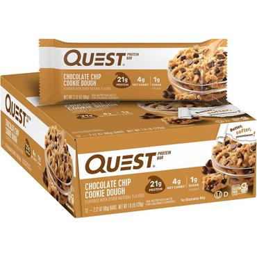  [해외직구] 퀘스트 초콜릿칩 쿠키도우 21g 프로틴바 12입 Quest Chocolate Chip Cookie Dough Protein Bars