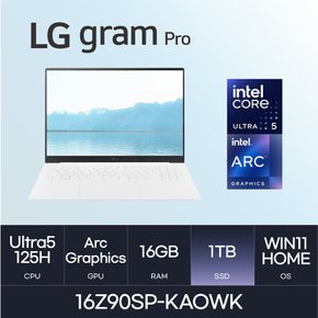 LG전자 그램 프로16 16Z90SP-KAOWK (WIN11HOME/SSD 1TB/RAM 16GB) HMC