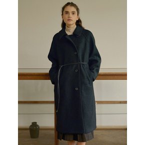 T Wool Back Pleat Double Coat_Black