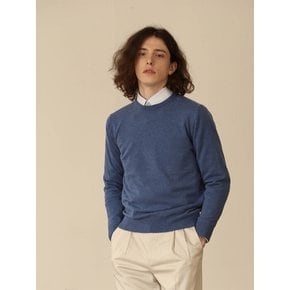 Wool soft round neck knit (Blue)