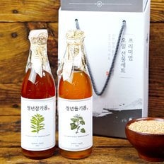 통참깨 100% 청년참기름 350ml+청년들기름 350ml 선물세트