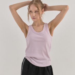 Ribbon Ribbed U-Neck Tank Top_Pink